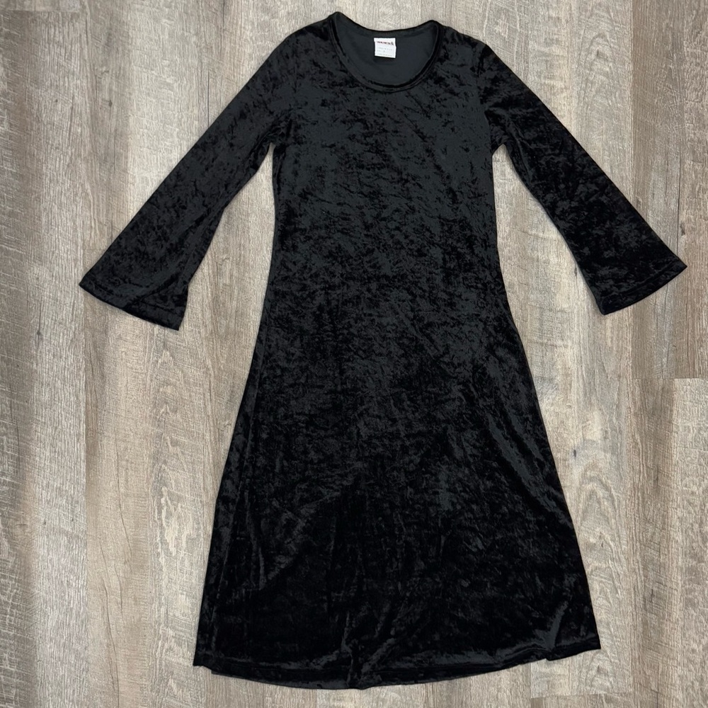 VTG 80s Whimsigoth Black Velvet Witchy Guess Midi Dress Sz XS-S